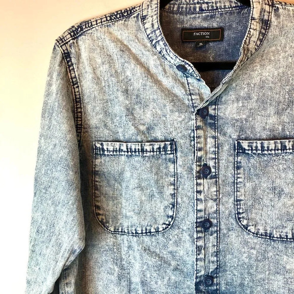 Faction | Acid Wash Drawstring Tunic Button Down - Picture 3 of 6